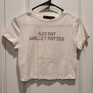 Finesse White Crop Top with Graphic Text